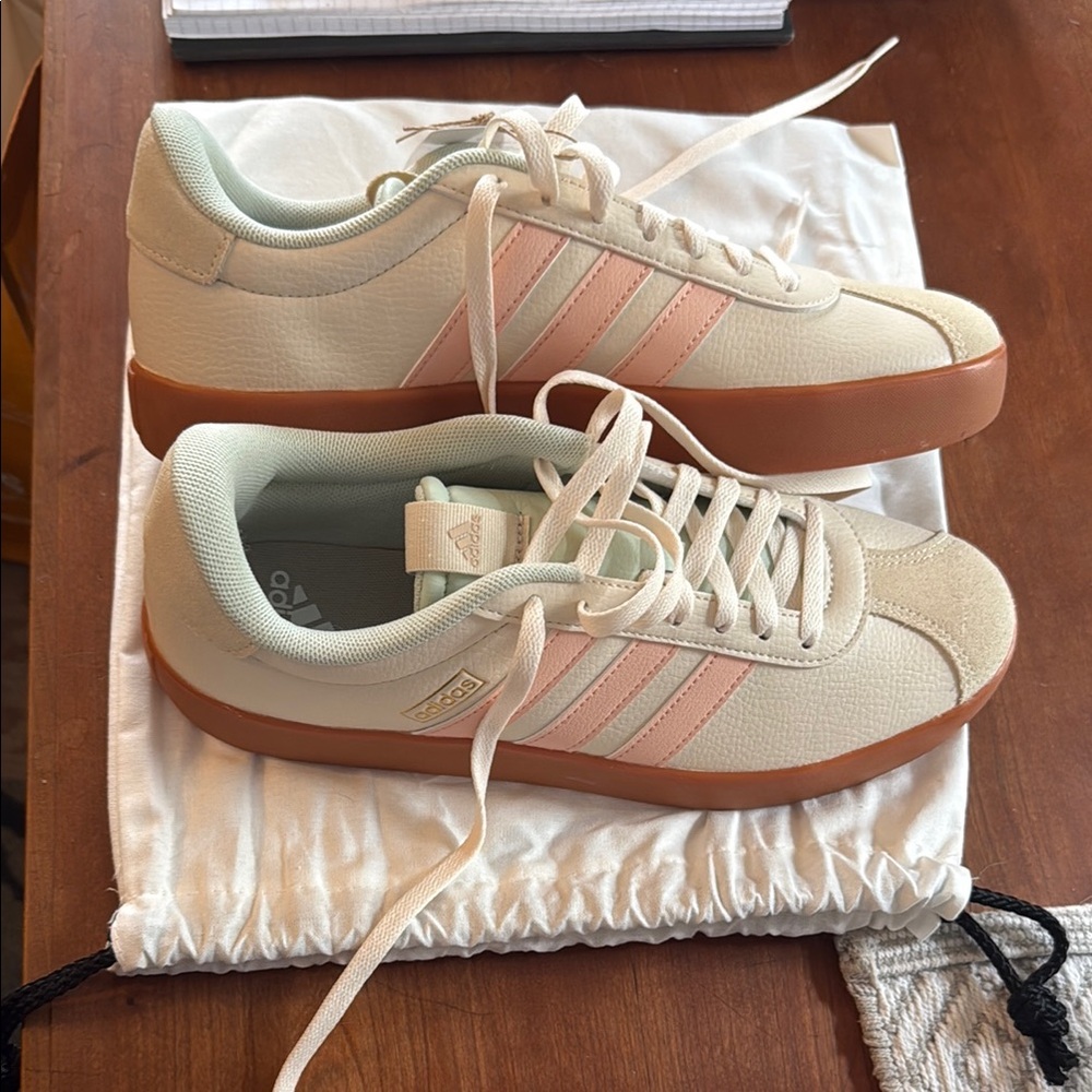 Adidas Cream and Pink Sneakers for Everyday Style